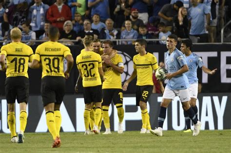 Real madrid v liverpool & man city v borussia dortmund Man City 0-1 Dortmund result, International Champions Cup ...