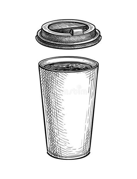Ink Sketch Of Paper Cup With Coffee Stock Vector Illustration Of