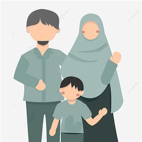 Keluarga Muslim Dengan Satu Anak Muslim Keluarga Anak Png Dan Vektor