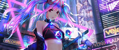 Please contact us if you want to publish a neon anime wallpaper on our site. 2560x1080 Anime Cyber Girl Neon City 2560x1080 Resolution ...