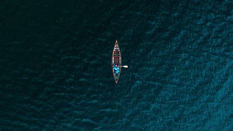 Sea View Of Boat From Above Water Hd Minimalist Wallpapers Hd