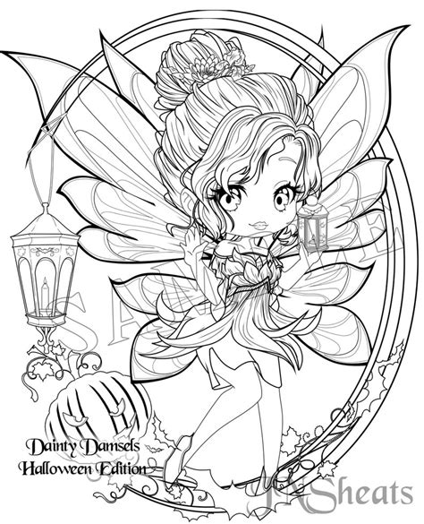Halloween Fairy Coloring Page Download Etsy