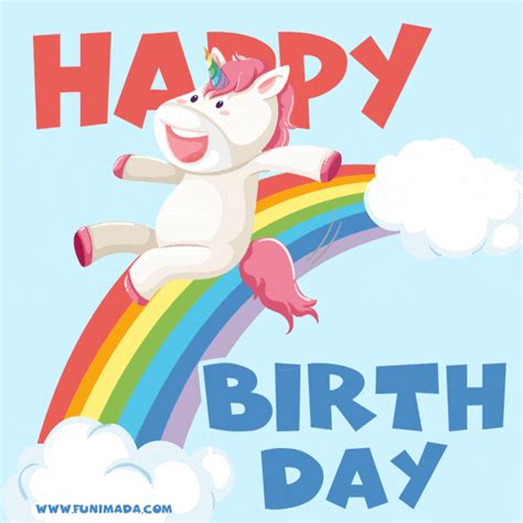 Rainbow Unicorn Birthday Animated Image  For Best Friend