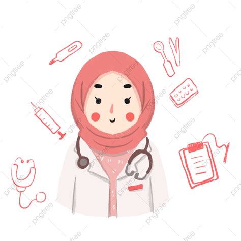 Gambar Karakter Chibi Dokter Hijab Muslim Muslim Dokter Kartun Png