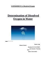 Ch Lab Dissolved Oxygen S Docx Experiment Dissolved