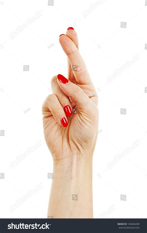 Hand Crossed Fingers Isolated On White Stock Photo 144646430 Shutterstock