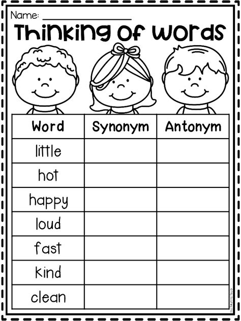 Synonyms And Antonyms Worksheet For Grade 2