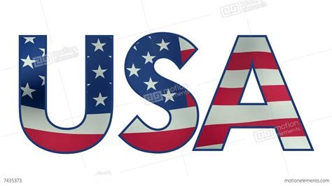 The Word Usa With Waving Flag Animation With Alpha Matte Stock