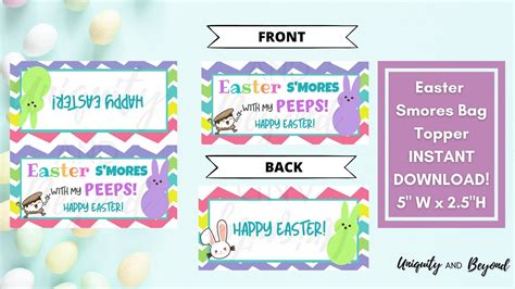 Printable Easter Treat Bag Topper Easter Bag Toppers Peeps Etsy