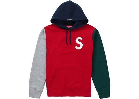 Supreme S Logo Colorblocked Hooded Sweatshirt Red Ss19