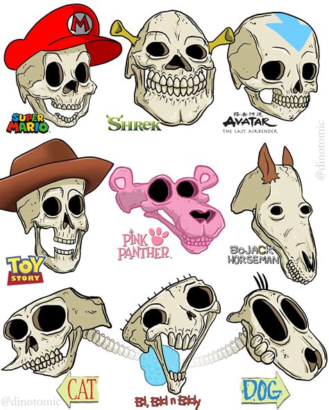 234 Skull Cartoons 4 Dinotomic