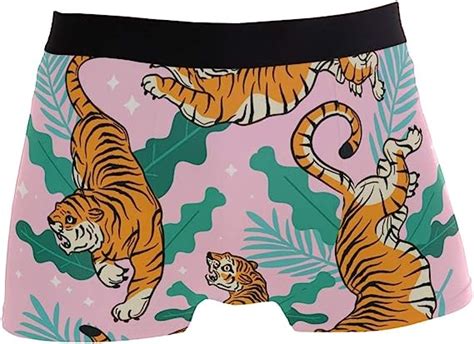 Funny Tigers Animal Pink Boxer Briefs For Men Boy Youth Mens Underwear