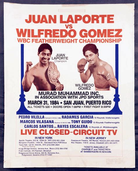 Gomez Wilfredo Juan Laporte Closed Circuit Poster 1984 Jo Sports Inc