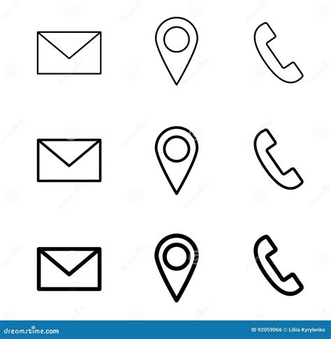 Contact Line Web Icons Mail Telephone And Location Stock Vector