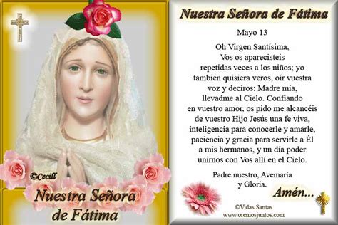 Vidas Santas Estampita Y Oración A Nuestra Señora De Fátima