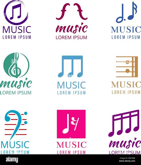 Music Vector Logos Set Studio Recording Emblem And Musical Company