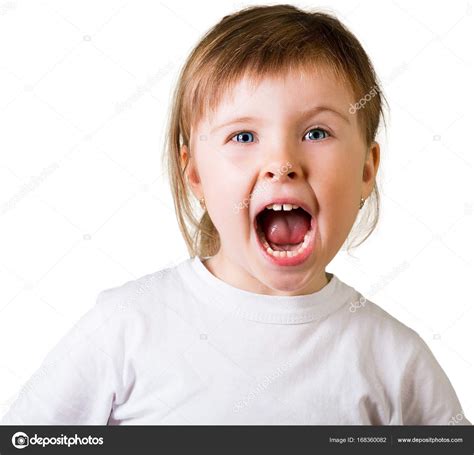 Cute Little Girl Screaming Isolated White Background Stock Photo By