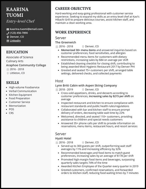 5 Entry Level Chef Resume Examples That Work In 2024