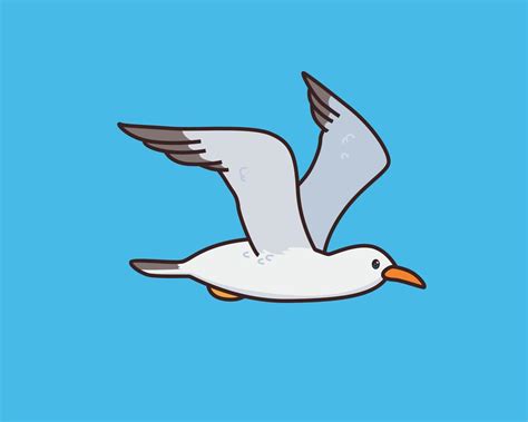 Flying Seagull Cartoon Illustration 14020443 Vector Art At Vecteezy