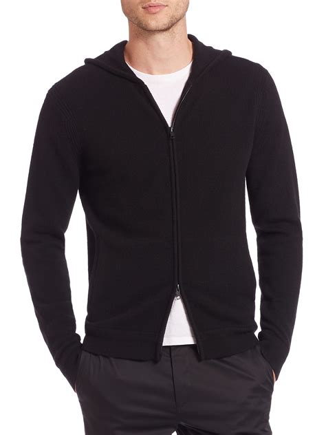 Theory Cashmere Zip Hoodie In Black For Men Lyst