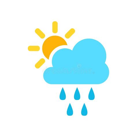 Weather Forecast Icon In Flat Style Sun With Clouds Illustration On