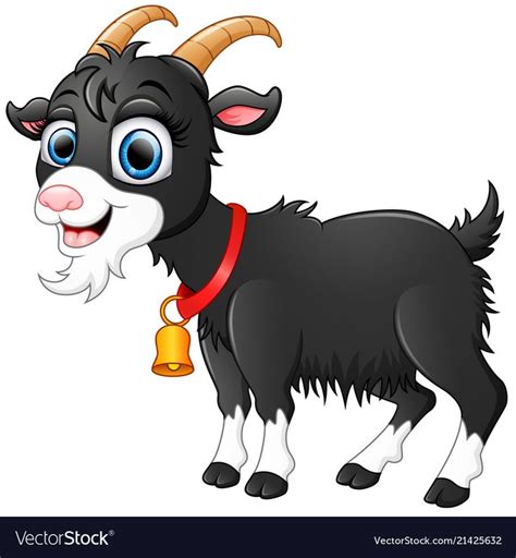 Cute Black Goat Cartoon Royalty Free Vector Image Goat Cartoon Cute