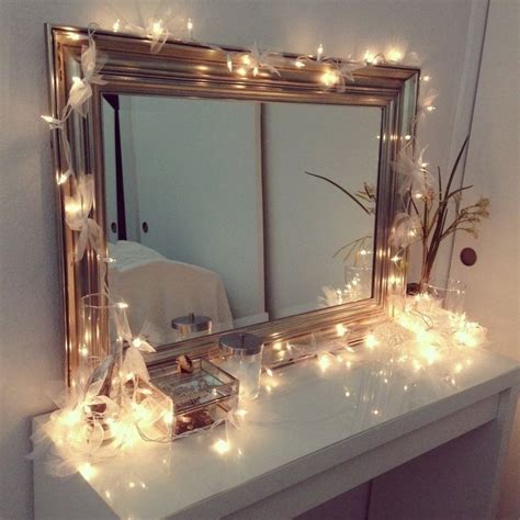 Vanity Table With Lights Around Mirror Decorating With Christmas