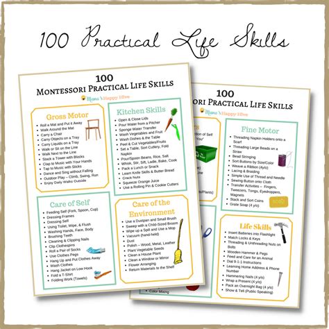100 Montessori Practical Life Skills List Learning With Play