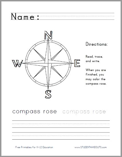 8 wind compass rose coloring page free printable coloring. Compass Rose Handwriting Worksheet for Lower Elementary ...