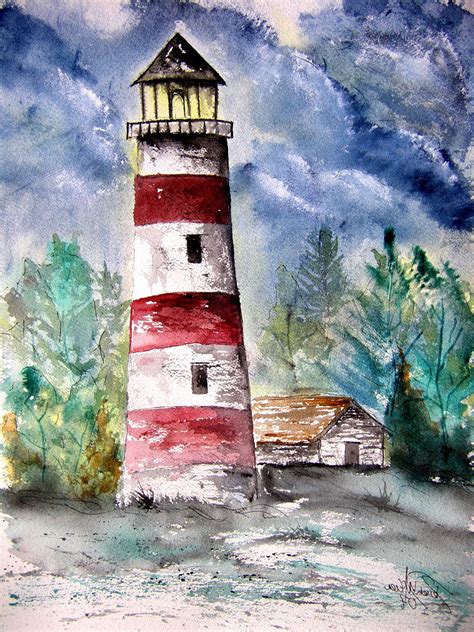 Copy Of St Simons Lighthouse Watercolor Paintings Easy Lighthouse Painting Lighthouse