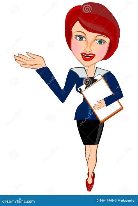 Business Woman And Clipboard Isolated Stock Illustration Illustration