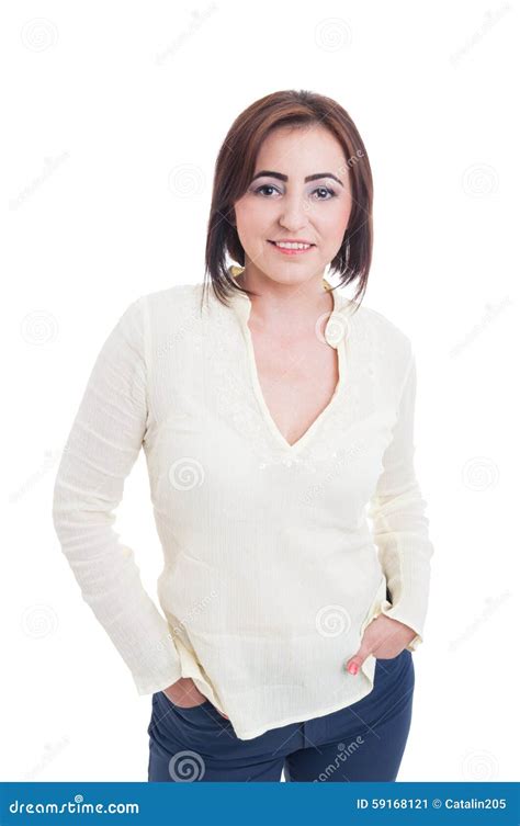 Normal Average Woman Wearing Casual Clothes And Make Up Stock Image