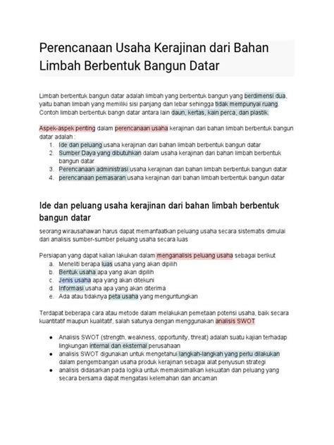 Detail Contoh Analisis Swot Kerajinan Limbah Plastik Koleksi Nomer