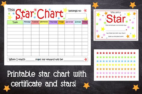 Star Reward Chart For Kids Printable Star Chart With Etsy