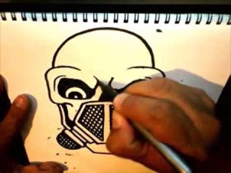Draw two large circles within the oval to form the eyes of the gas mask. How to Draw Skull with a Gas Mask by Wizard - YouTube