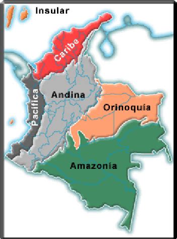 Colombia Regiones Naturales Mapa De Regiones De Colombia Kulturaupice