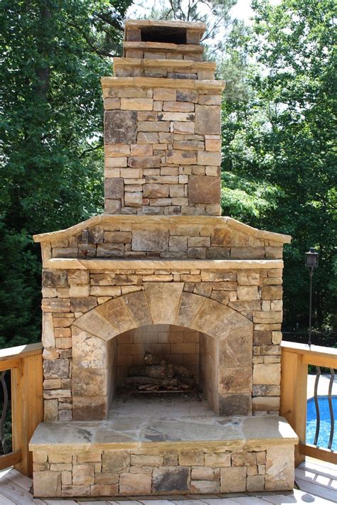 Outdoor Stone Fireplace On Wood Deck Outdoor Fireplace Designs