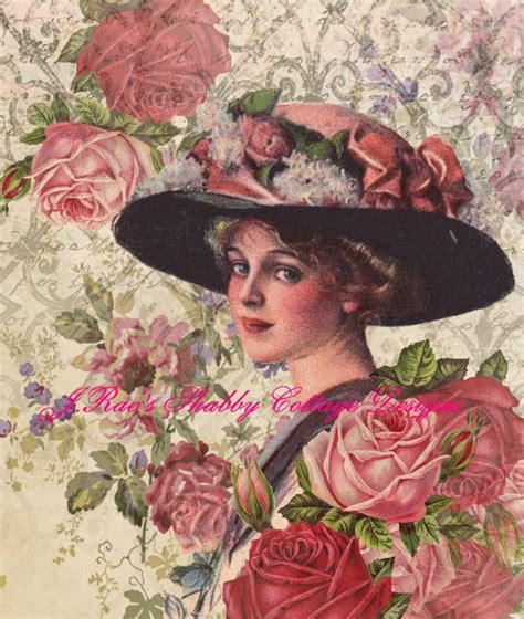 lovely altered art victorian lady w roses fabric block 5x7 etsy