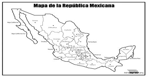 Mapa De La Republica Mexicana Con Nombres Para Imprimir
