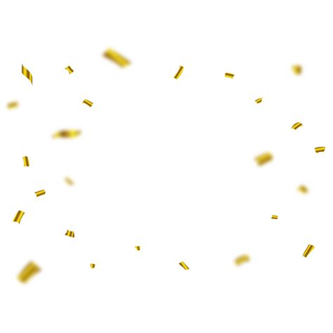 Golden Confetti Falling Frame Isolated On Transparent Background
