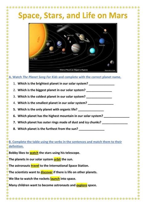 The Solar System Online Worksheet For Grade 4 You Can Do The Exercises
