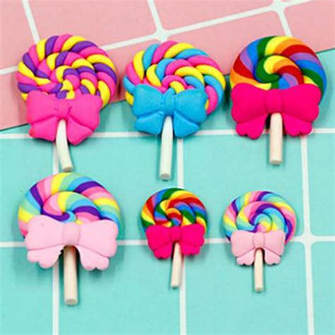 4pcs Cute Bowknot Lollipops Dollhouse Party Candy Miniature Lollipops