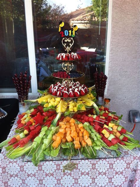 Whether you need games, decor, or something else for your outdoor. Perfect fruit station #gradparty | Outdoor graduation parties, Graduation party high, Graduation ...