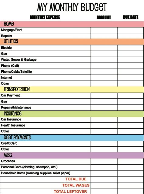 Monthly Budget Spreadsheet Monthly Spreadsheet Budget