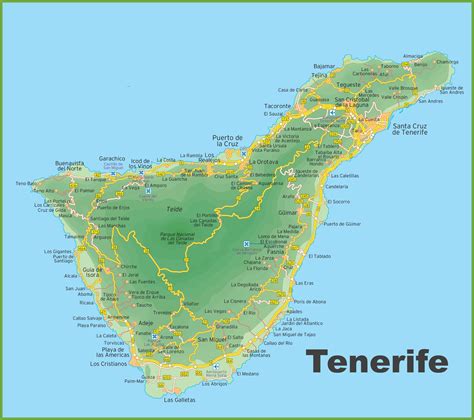 Sus municipios, parques naturales, etc. Map of Tenerife island