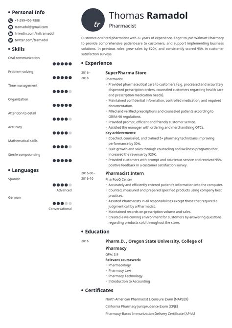 Pharmacist Cv Sample 20 Examples And Writing Tips