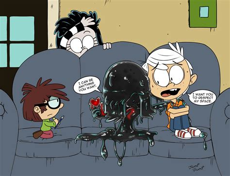 Cartoon Characters On A Couch With An Alien
