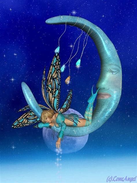 Fairy Lying On The Moon With Her Hand In The Water Fairy Artwork
