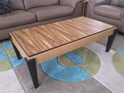 Coffee Table Zebra Wood Veneer White Oak Natural And Dyed And Wenge
