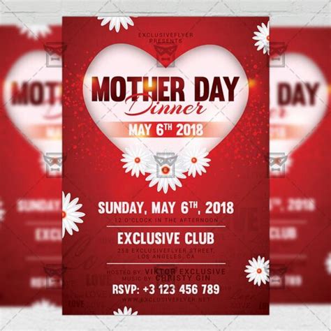 Mother Day Dinner Seasonal A5 Flyer Template Exclsiveflyer Free And Premium Psd Templates